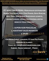 Info lowongan kerja bulan maret 2021. Rumah Loker Makassar Ar Twitter Pt Indo Timur Prima Membutuhkan Tenaga Profesional Untuk Mengisi Posisi Sebagai 1 Supervisor Penjualan 2 Assistant Sales Manager 3 Sales Kirimkan Surat Lamaran Cv Dan Pas