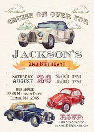 Vintage Cars Birthday Invitation Retro Cars Invitation Boys Etsy In 2021 Vintage Car Birthday Vintage Car Party Cars Birthday Invitations