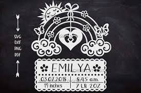 Download Baby Birth Announcement Card Paper Cut Graphic By Cornelia Creative Fabrica