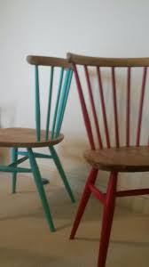 1960s Ercol Chairs Found For 10 Woodglued And Fixed Split In Seat Sanded And Painted Spindles In Eggshe Painted Chairs Painted Wooden Chairs Ercol Chair