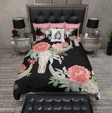 Texas longhorns bed in a bag comforter set. Texas Longhorn Flower And Steer Bull Cow Skull Bedding Collection In 2021 Duvet Bedding Sets Skull Bedding Duvet Bedding