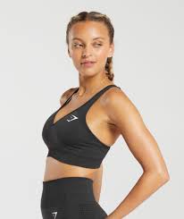 Gymshark Vital Seamless 2.0 V Neck Sports Bra - Black Marl | Gymshark