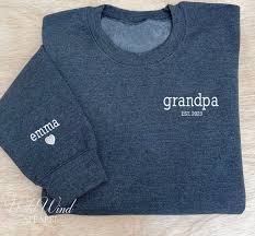 Grandpa Sweatshirt Custom Name Est. Year Pocket and Sleeve Embroidered  Sweatshirt, Personalized Sweatshirt With Name