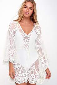 Desert Isle White Crochet Lace Swim Cover Up Lavender Bikini White Crochet Women