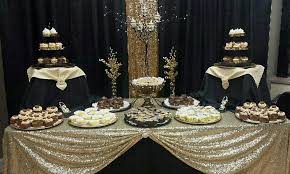 Black And Gold Dessert Table Black And Gold Cake Black And Gold Party Decorations Gold Dessert Table