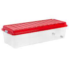 44 Gallon Rectangular Plastic Red Lid Storage Bin Container Christmas Tree Storage Christmas Tree Storage Box Christmas Tree Storage Tote