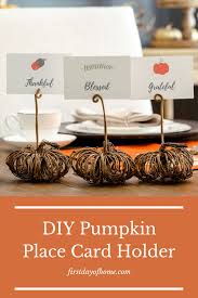 Your place card holders can be as simple as putting the place cards through the tines of the forks on the tables. How To Make Easy Pumpkin Place Card Holders For Fall