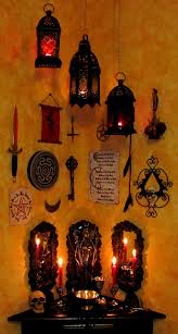 Tools On The Wall Above The Altar Great Idea Right Where You Need Them Yet Allowing For A Small Table Wiccan Altar Pagan Altar Altar