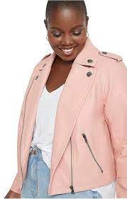 Eloquii Pink Faux Leather Moto Jacket Size 26 Plus 3x In 2021 Womens Moto Jacket Plus Size Leather Jacket Leather Moto Jacket Womens