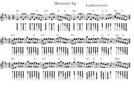 morrisons jig tin whistle sheet music irish folk songs