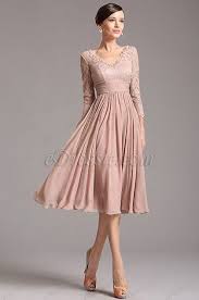 Rosy Brown Tea Length Cocktail Dress With Lace Sleeves 26160146 Evening Dresses With Sleeves Tea Length Cocktail Dresses Coctail Dresses