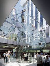 Interior In The Basement Of The Apple Retail Store On 5th Avenue New York Usa All Glass Cylinder With Inte Glass Elevator Apple Retail Store Elevator Design