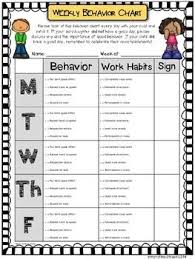 Weekly Behavior Chart For Middle School Students