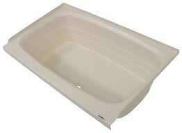 This simple expandable bathtub caddy comes in dark or natural wood finishes and has slots for books, candles, a loofah, soap, a. Better Bath Rv Bathtub Front Drain 40 1 4 Long X 24 Wide Parchment Lippert Rv Showers And Tubs Lc209385