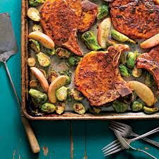 Serve your pork with roasted vegetables such as parsnips, beets, cabbage or cauliflower for a hearty and healthy meal that satisfies. Pork Chops With Roasted Apples Brussels Sprouts Recipe Myrecipes