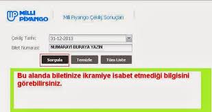 Milli piyango bilet sorgulama : Milli Piyango Yilbasi Cekilisi Bilet Sorgulama Sayfasi Bilgi Duragi