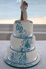 Blue Paisley Wedding Cake Peacock Wedding Cake Floral Wedding Cakes Wedding Cakes