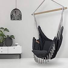 Amazon Com Komorebi Hammock Chair Hanging Rope Swing Seat For Indoor Outdoor Soft Durable Cotton Ca Hanging Hammock Chair Swinging Chair Hammock Chair