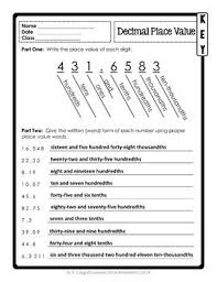 Decimal Place Value Worksheet Place Value Worksheets Place Value With Decimals Decimal Places