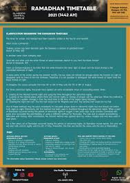 1 ramadhan telah ditetapan oleh muhammadiyah pada 13 april mendatang, bunda. Ramadhan 2021 1442 Ah Glasgow Central Mosque