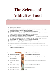 This page has printable vocabulary exercises related to talking about kinds of movies, films and going to the cinema, theatres. Movie Worksheet The Science Of Addictive Food