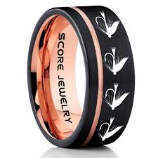 Fly Fishing Ring Fly Fishing Lure Ring Lure Ring Fishing Jewelry Fly Fishing Jewelry Fishing Ring Fish Hook Ring Black Tungsten Ring Black Wedding Band In 2020 Black Tungsten Rings Black