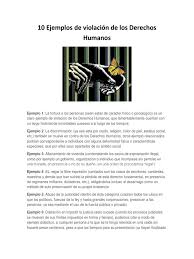 Son aquellos derechos humanos relacionados a la vida cotidiana del individuo. 10 Ejemplos De Violacion De Los Derechos Humanos Docx Violacion Derechos Humanos