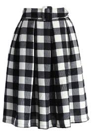Black And White Gingham Midi Skirt Check And Pleats Belted Midi Skirt Checkered Skirt Cute Skirts Belted Midi Skirt