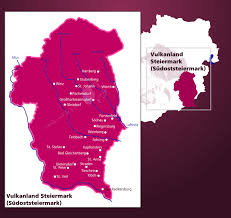 Landkarte der region steiermark mit allen skigebieten. Weinbauregion Vulkanland Steiermark Sudoststeiermark