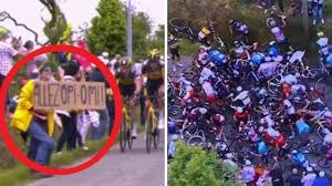 French authorities have launched an investigation after a fan caused dozens of cyclists to crash during the tour de france on saturday. Iiyn2ahy24vuom