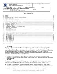 It is very simple, but it gives you an idea of what osha is suggesting. Lockout Tagout Verification Program