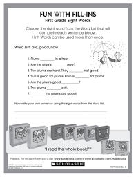 These cloze activities —instructional strategies where students fill in the blanks or circle the correct word or answer—use pictures to help emerging readers recognize nouns they may not know and help them complete these pages independently. Fill In The Blank With Bob Books Worksheets Printables Scholastic Parents