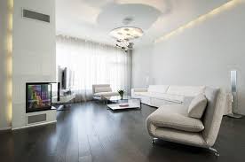 Bust Of Living Room With Dark Wood Floors Dark Wood Floors Living Room White Walls Living Room Interior Design Dining Room