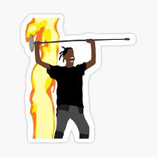 Travis Scott Fire Meme Sticker By Shopjlstudio Redbubble