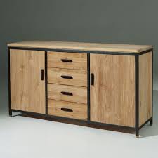 Buffet 2 Portes 4 Tiroirs En Bois Et Metal Luna Bsm Buffet Decoclico Bon Shopping Com Armario De Cozinha Rustico Armario De Cozinha Madeira Diy Moveis Cozinha