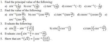 Worksheet by kuta software llc. Cbse Class 12 Mathematics Inverse Trigonometric Functions Worksheet Set A Practice Worksheet For Inverse Trigonometric Functions