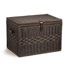 Sea team medium size cotton rope woven storage basket with handles, laundry hamper, trunk organizer, clothes toys bin for kid's room, 13.8 x 10.2 inches, round open design, dark blue. The Basket Lady Deep Wicker Storage Trunk Large 24 In L X 17 In W X 17 5 In H Antique Walnut Brown Buy Online In Saint Vincent And The Grenadines At Saintvincent Desertcart Com