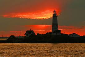 Boston Light At Sunset Sunset Lighthouse Places