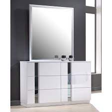 Jm Furniture Palermo 6 Drawer Dresser And Mirror White Lacquer Dresser Furniture Bedroom Built In Wardrobe