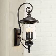 Carriage 26 3 4 High Bronze 3 Light Led Outdoor Wall Light 34n14 Lamps Plus Outdoor Wall Light Fixtures Led Outdoor Wall Lights Wall Lights