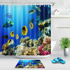 Check spelling or type a new query. Tropical Fish Swimming Coral Reef Shower Curtain Set Bathroom Waterproof Fabric Ebay