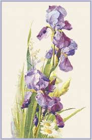 2.36 x 2.79 inches or 5.99 x 7.08 cm. Purple Iris Cross Stitch Pattern Chart Graph