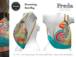 Fall florals will be available today at 4pm pst! Second Life Marketplace Freda Drawstring Beach Bag Backpack Yellow Turquoise Orange Floral Pattern Resizable Adjustable Mesh Bodies Classic