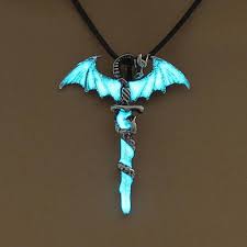 Glow In The Dark Dragonsword Necklace A Real Eye Catcher This Dragon Necklace Glows In The Dark And Will Make You The Dragon Jewelry Dragon Necklace Dragon