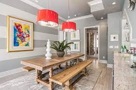 Create a classic and neutral backdrop for a kids room, powder room or kitchen. 10 Dining Rooms With Snazzy Striped Accent Walls