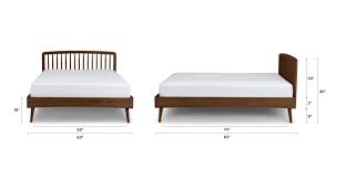 Culla Spindle Walnut Queen Bed Wooden King Size Bed Mid Century Bed Modern Queen Bed