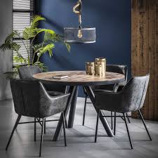 Table A Manger Ronde Teck Recycle Lamelles Cerclage Metal D120 Java Table A Manger Contemporaine Table A Manger Ronde Salle A Manger Table Ronde