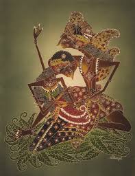 Modern Batik Painting Depicting Rama And Sinta In Shades Of Brown Red Black And White Against A Light Green Background Seni Tradisional Sejarah Kuno Lukisan