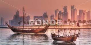 Traditional Arabic Dhow Boats In Doha Harbour Stock Photos Ad Dhow Boats Traditional Arabic Boat Photo Stock Photos