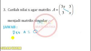 Cara mencari invers matriks untuk ordo 2 x 2 dan invers matriks ordo 3 x 3 diberikan seperti berikut. Matriks Singular Contoh 1 No 3 Youtube